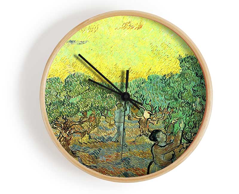 Van Gogh Olive Pickers In A Grove Clock - Wallart-Direct UK