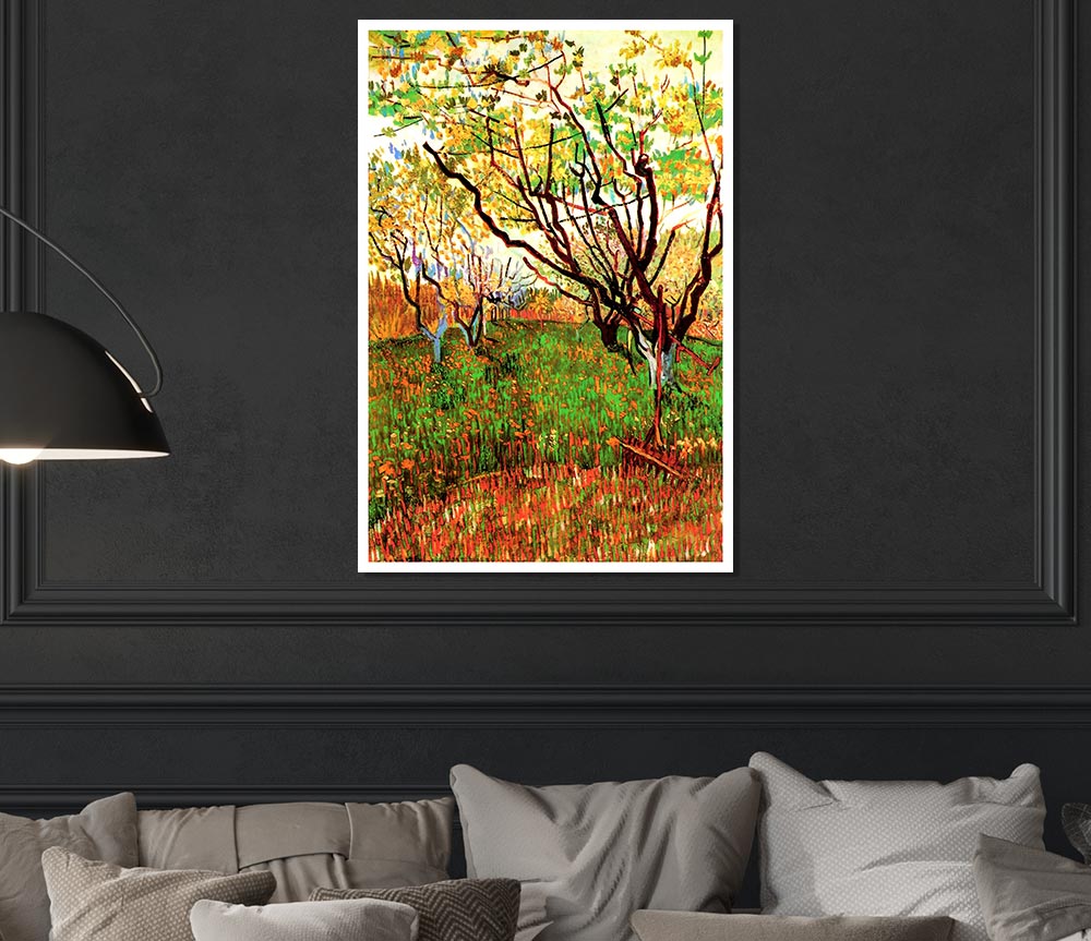 Van Gogh Orchard In Blossom Print Poster Wall Art