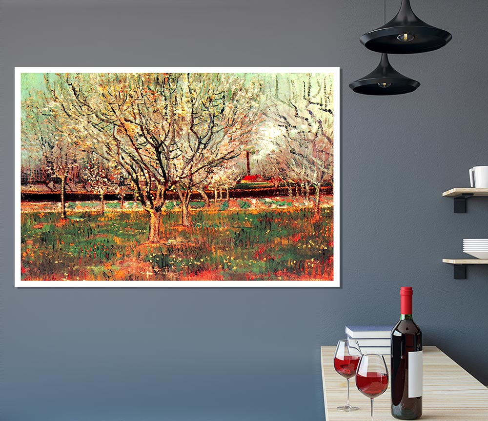 Van Gogh Orchard In Blossom Plum Trees Print Poster Wall Art