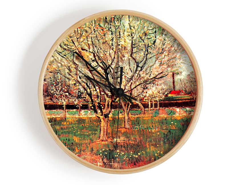 Van Gogh Orchard In Blossom Plum Trees Clock - Wallart-Direct UK