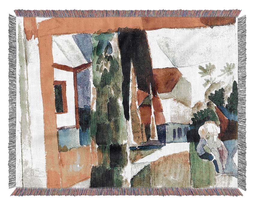 August Macke Our Garden On The Lake 5 Woven Blanket