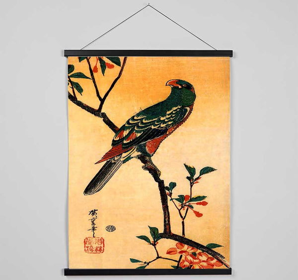 Hiroshige Parrot On A Blooming Branch Hanging Poster - Wallart-Direct UK