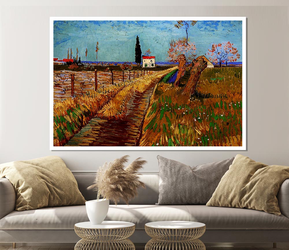 Van Gogh Path Through A Field With Willows Print Poster Wall Art