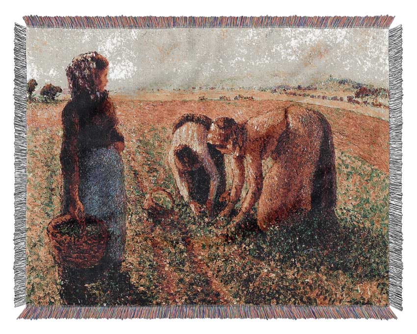 Pissarro Peas Growing In Eragny Woven Blanket