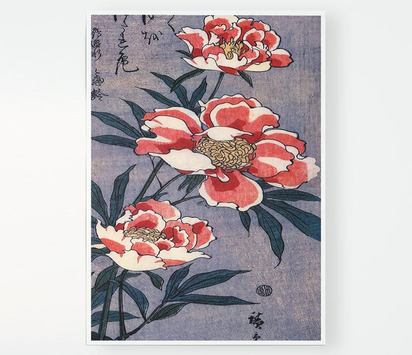 Hiroshige Peonies Print Poster Wall Art