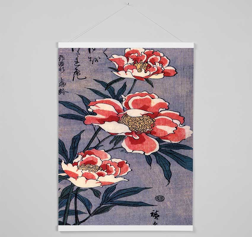 Hiroshige Peonies Hanging Poster - Wallart-Direct UK