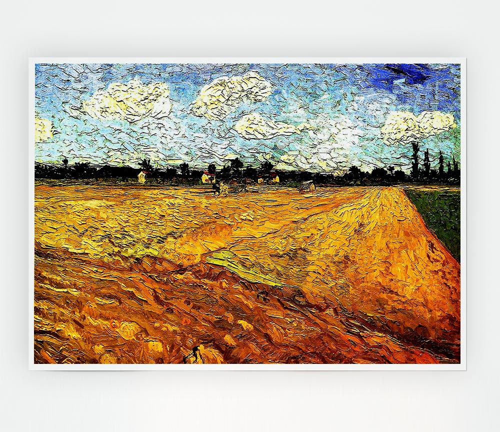 Van Gogh Ploughed Field Print Poster Wall Art