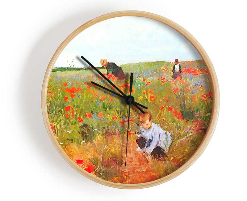 Cassatt Poppy In The Field Clock - Wallart-Direct UK