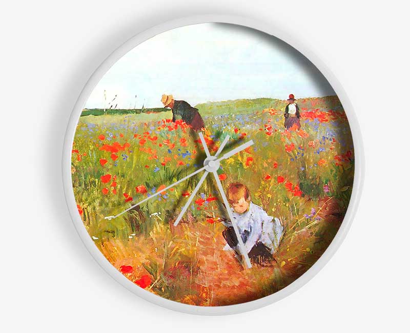 Cassatt Poppy In The Field Clock - Wallart-Direct UK