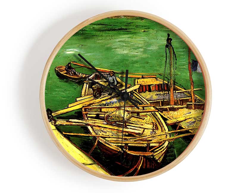 Van Gogh Quay With Men Unloading Sand Barges Clock - Wallart-Direct UK