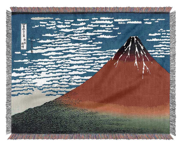 Hokusai Red Southern Wind On Fiji On A Clear Morning Woven Blanket