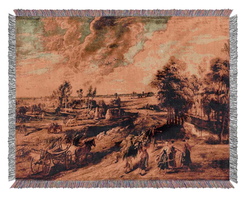 Rubens Return Of The Farmers From The Field Woven Blanket