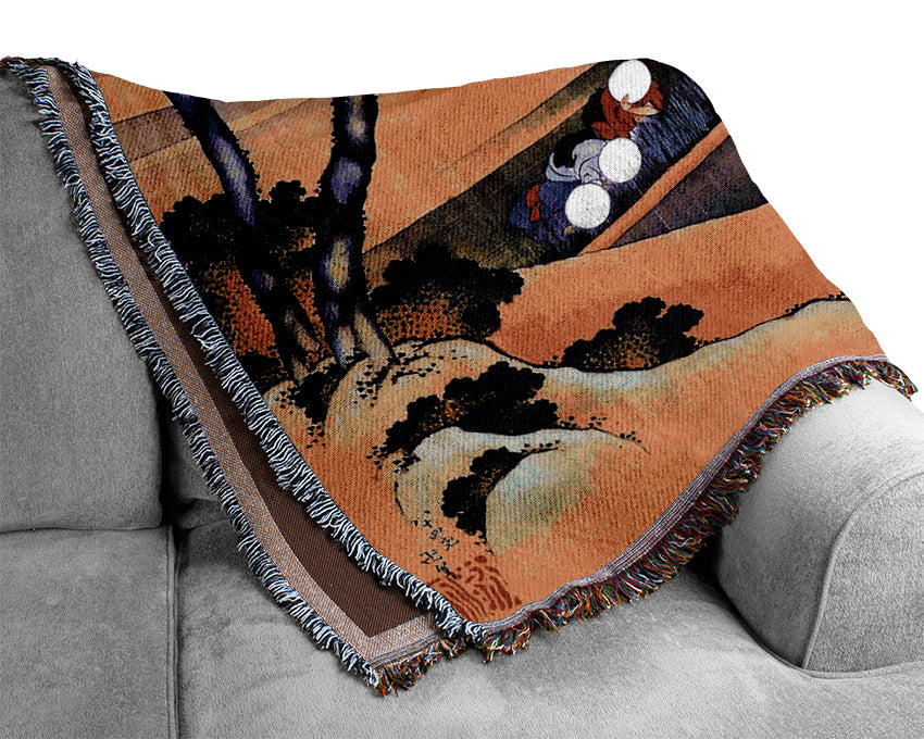 Hokusai Rice Fields Woven Blanket