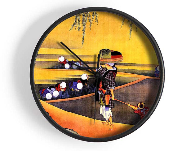 Hokusai Rice Fields Clock - Wallart-Direct UK