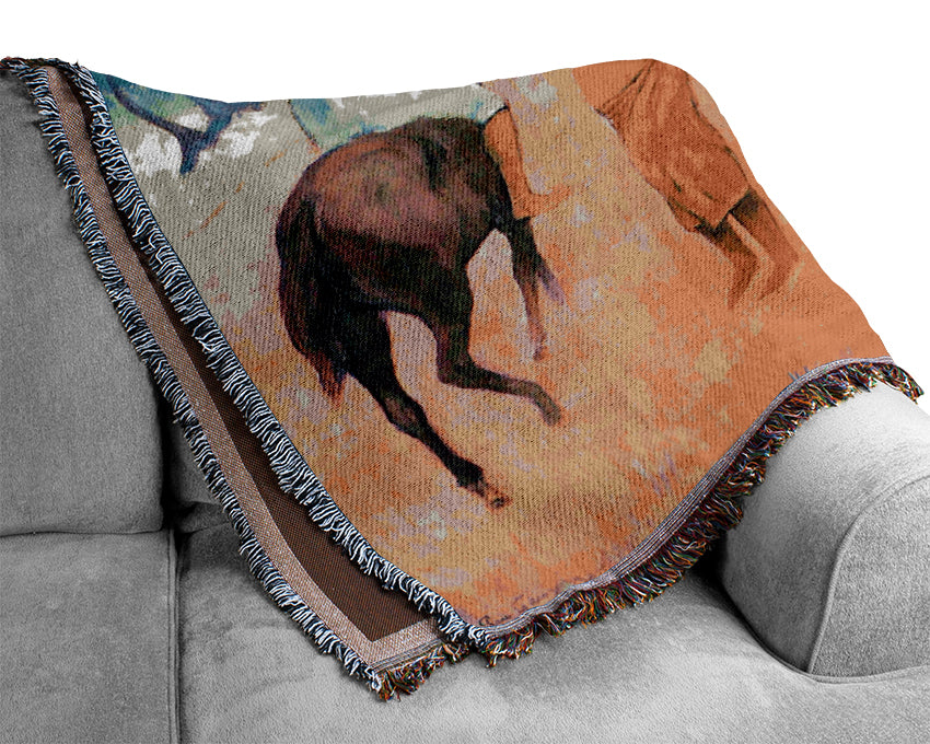 Gauguin Riding On The Beach Woven Blanket