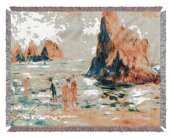 Renoir Rock Cliffs In Guernsey Woven Blanket