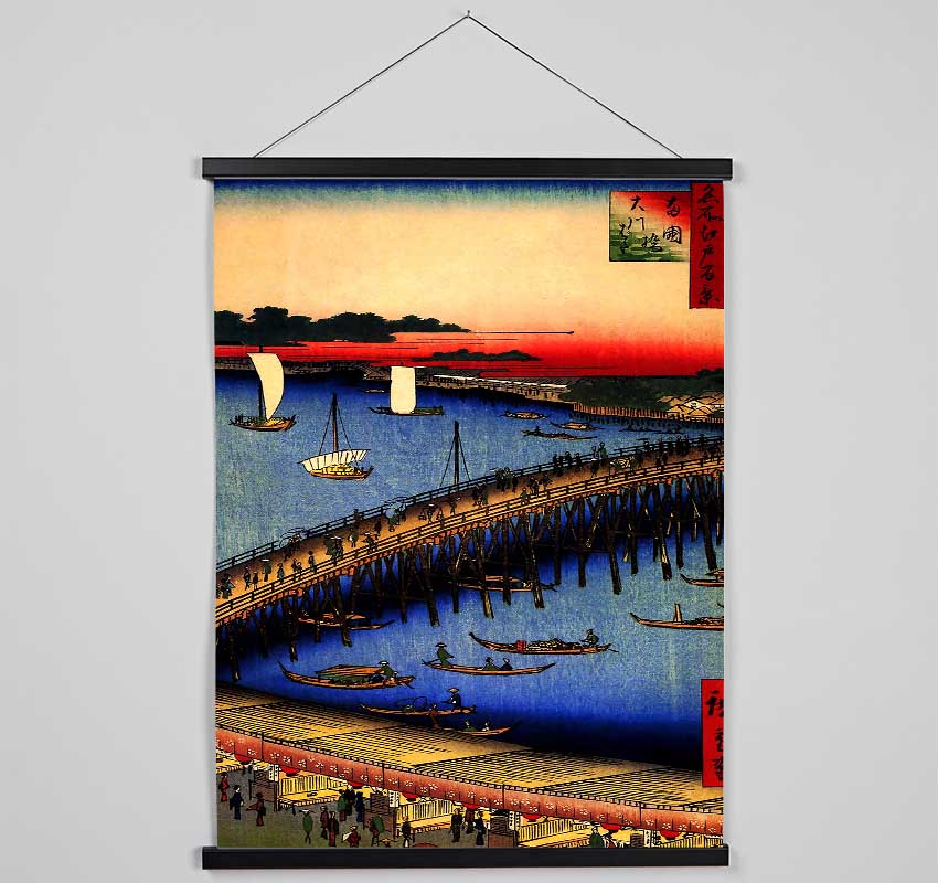 Hiroshige Ryogoku Bridge And The Great Riverbank Hanging Poster - Wallart-Direct UK