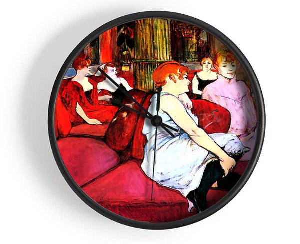 Toulouse Lautrec Salon In The Rue De Moulins Clock - Wallart-Direct UK