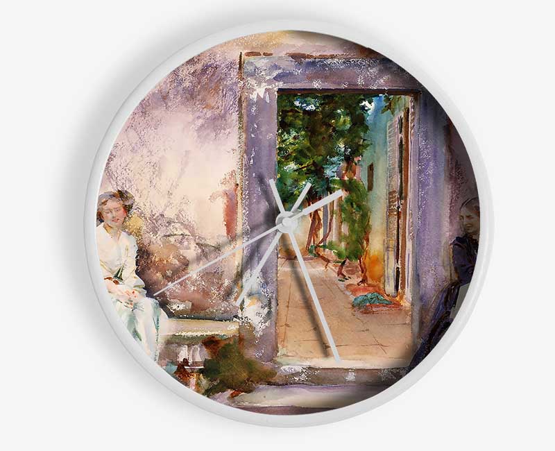 John Singer Sargent The Garden Wall Clock - Wallart-Direct UK