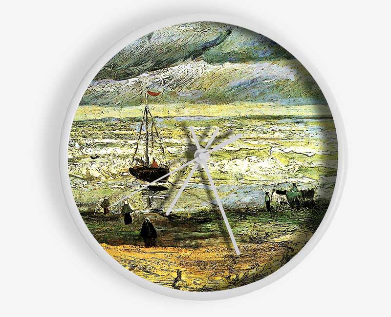 Van Gogh Scheveningen Beach In Stormy Weather Clock - Wallart-Direct UK