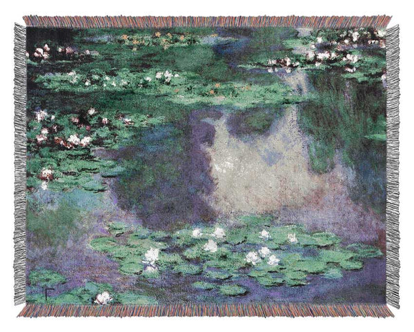 Monet Sea Roses Water Landscape Woven Blanket