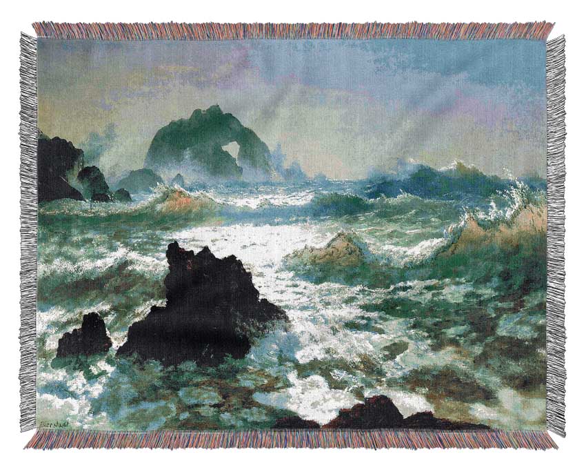 Bierstadt Seal Rock 2 Woven Blanket