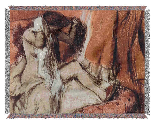 Degas Seated Female Nude On A Chaise Lounge Woven Blanket