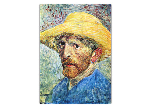 Self Portrait, With Straw Hat And Blue Shirt By Van Gogh