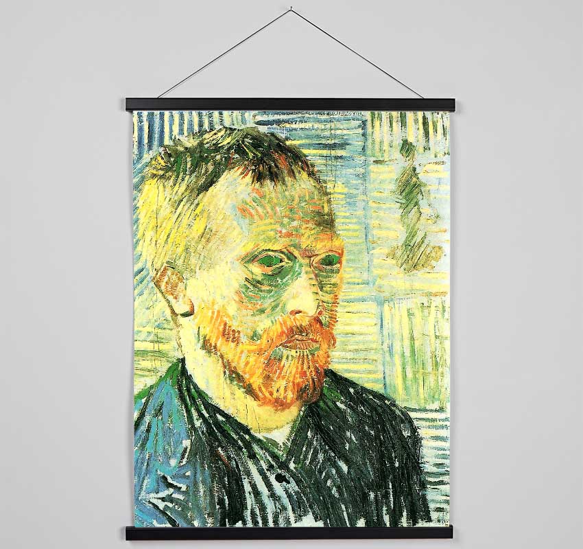 Van Gogh Self Portrait With Background Of Japanese Woodblock Hanging Poster - Wallart-Direct UK