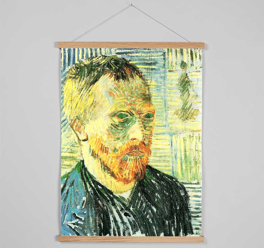 Van Gogh Self Portrait With Background Of Japanese Woodblock Hanging Poster - Wallart-Direct UK