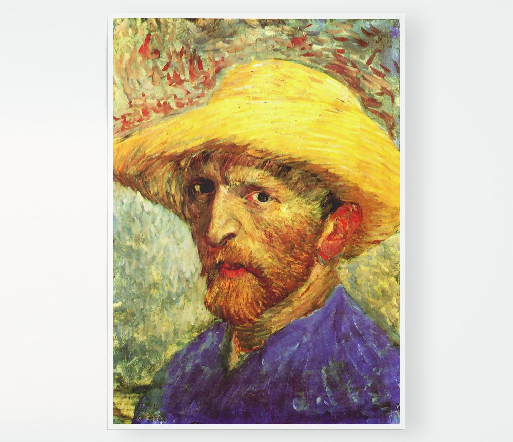 Van Gogh Self Portrait With Straw Hat 3 Print Poster Wall Art