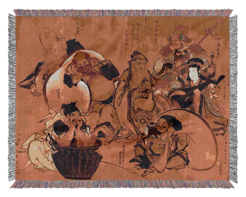 Hokusai Seven Gods Of Fortune Woven Blanket