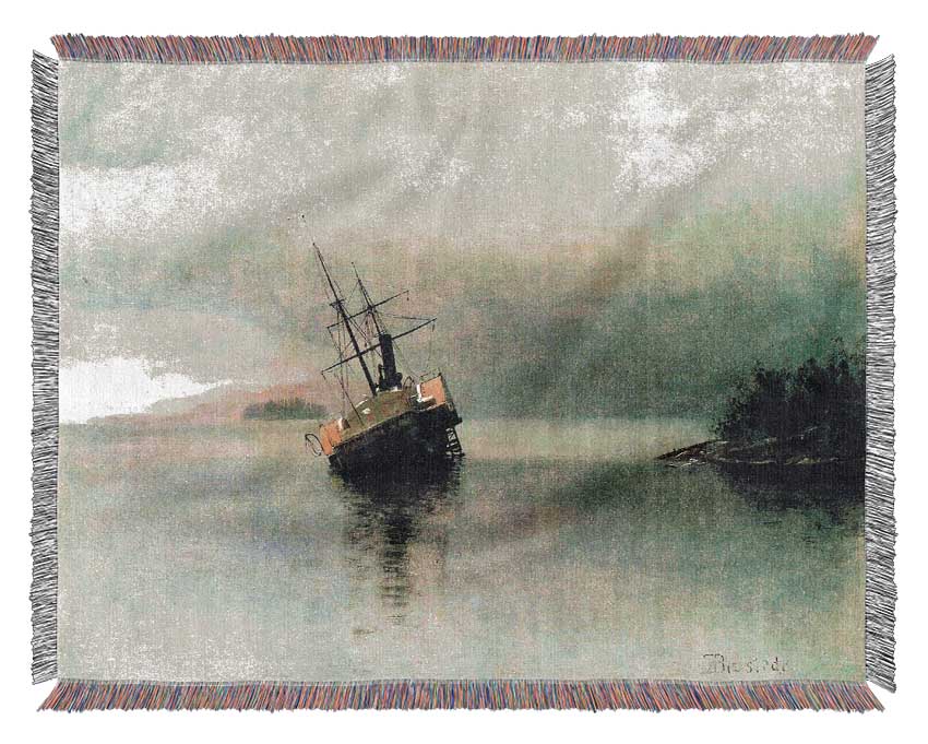 Bierstadt Shipwreck In Loring Bay Alaska Woven Blanket