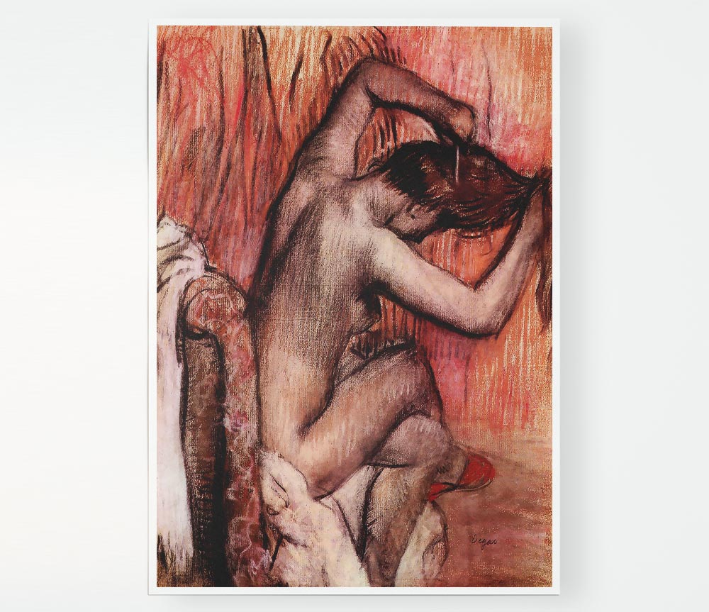 Degas Sitting And Brushing Print Poster Wall Art