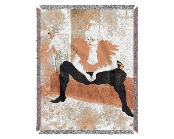 Toulouse Lautrec Sitting Clown Woven Blanket