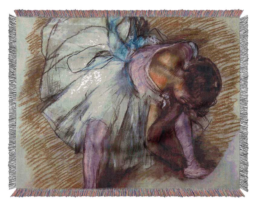 Degas Sitting Dancer Lacing Her Slipper Woven Blanket