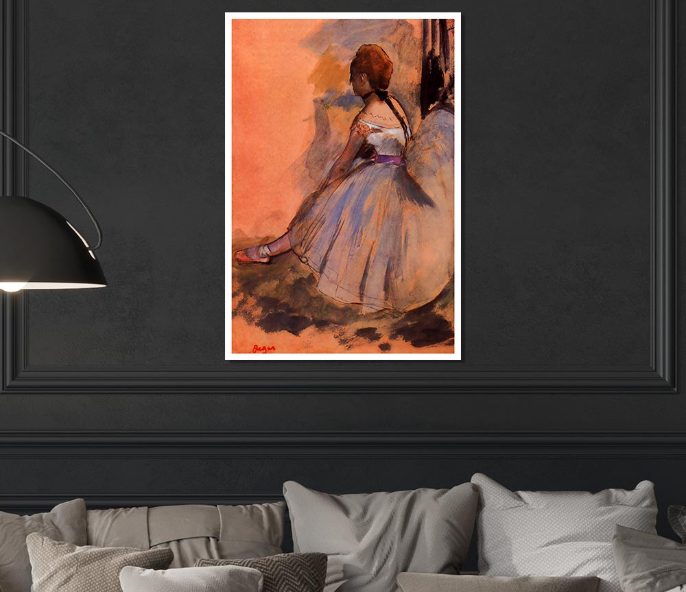 Degas Sitting Dancer With Extended Left Leg Print Poster Wall Art