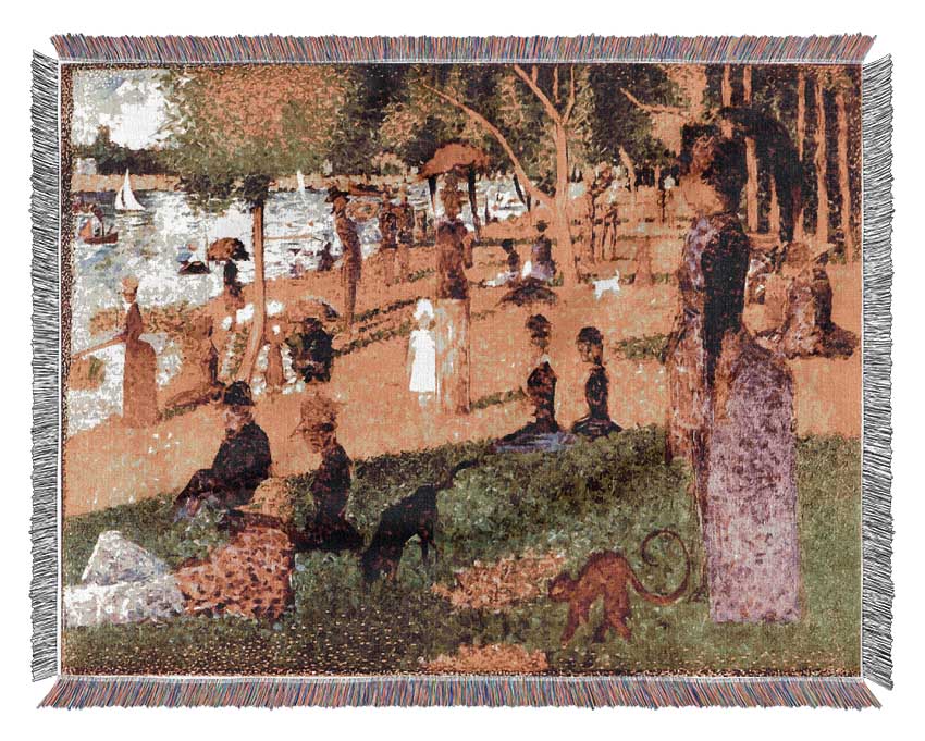 Seurat Sketch Of People Woven Blanket