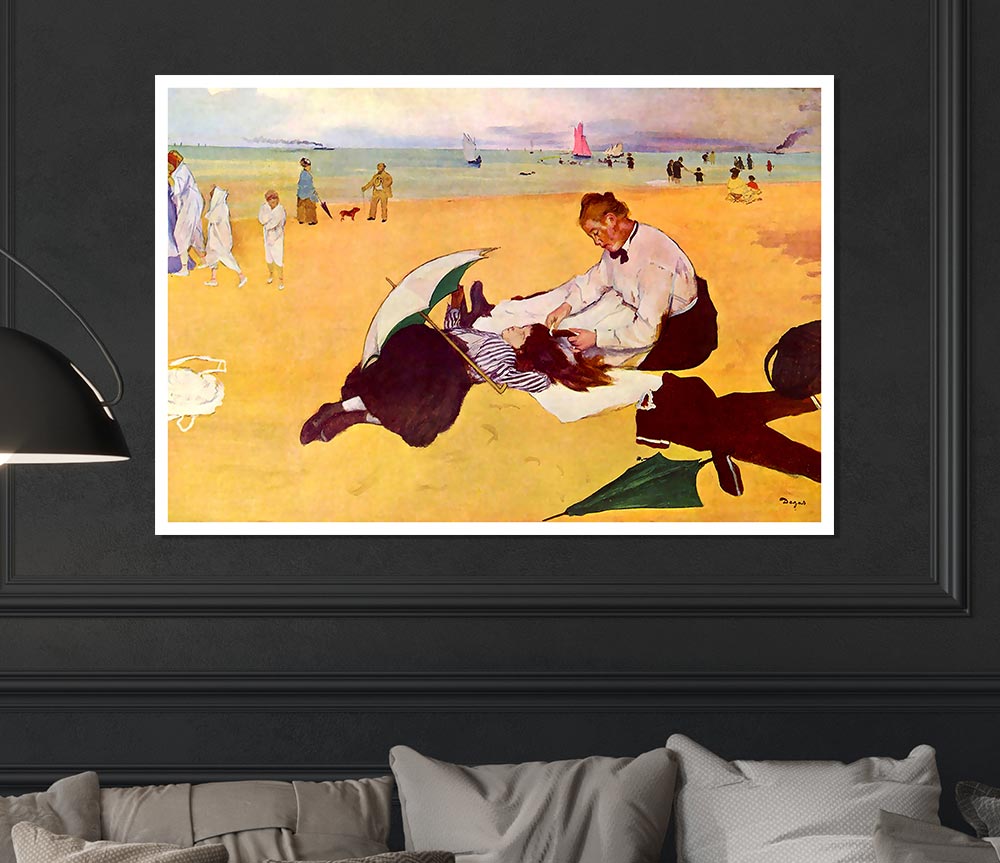 Degas Small Girls On The Beach Print Poster Wall Art