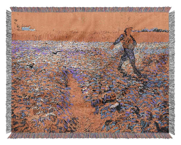 Van Gogh Sower Under The Sun Woven Blanket