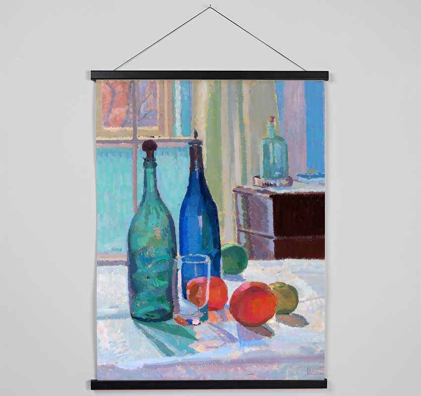 Spencer Frederick Gore Blue And Green Bottles And Oranges Hanging Poster - Wallart-Direct UK