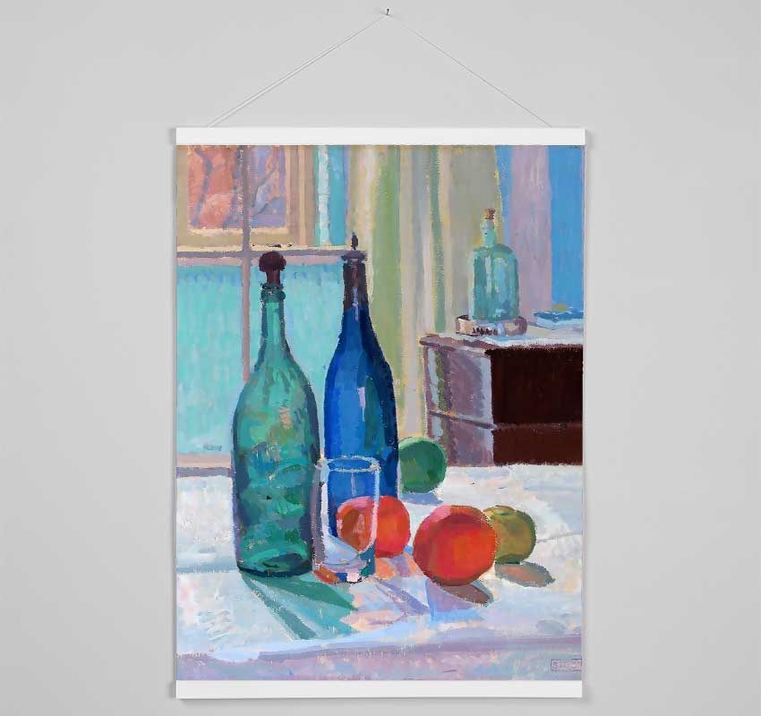 Spencer Frederick Gore Blue And Green Bottles And Oranges Hanging Poster - Wallart-Direct UK