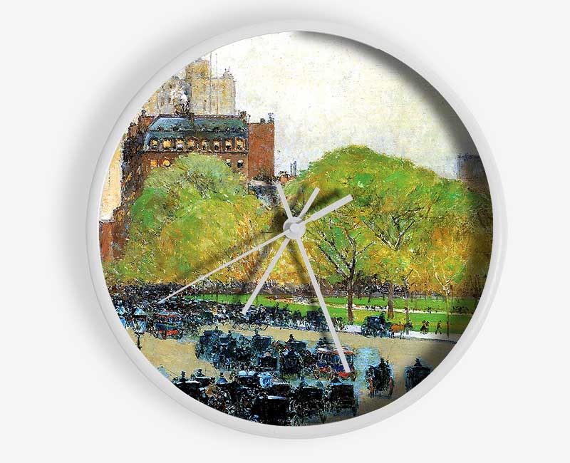 Hassam Spring Morning In The Heart Of The City Clock - Wallart-Direct UK