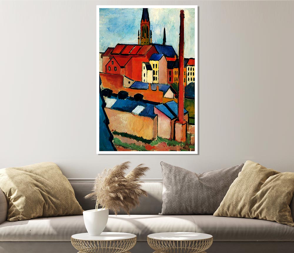 August Macke St Marys Church With Houses And Chimney Print Poster Wall Art