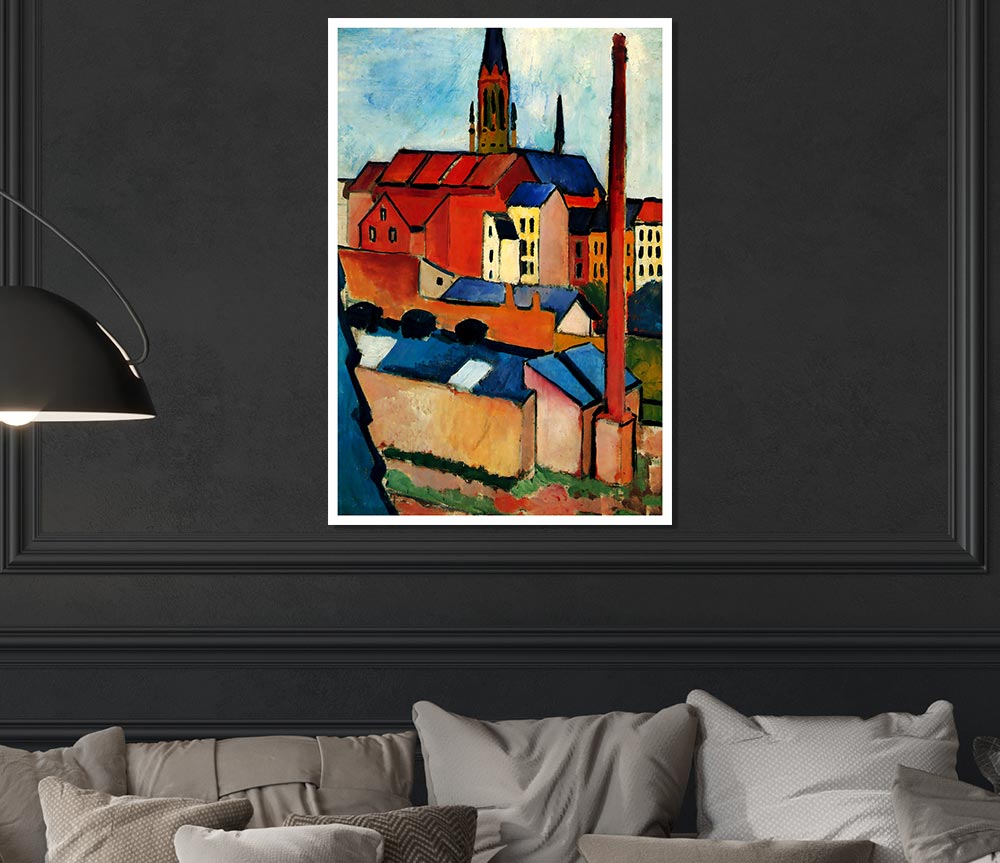 August Macke St Marys Church With Houses And Chimney Print Poster Wall Art