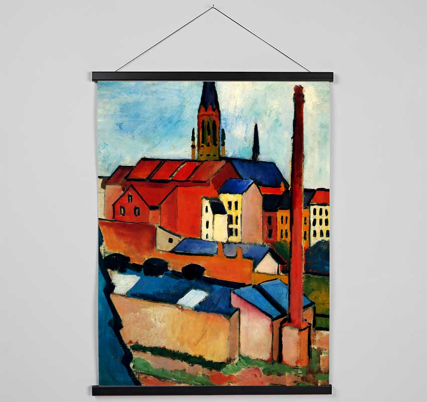 August Macke St Marys Church With Houses And Chimney Hanging Poster - Wallart-Direct UK