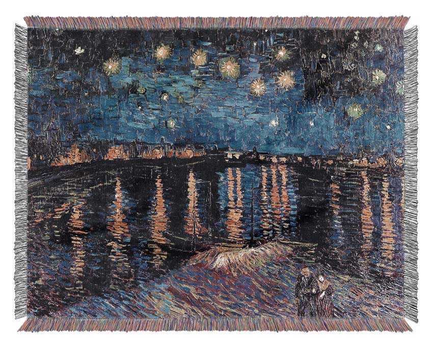 Van Gogh Starry Night Over The Rhone 2 Woven Blanket