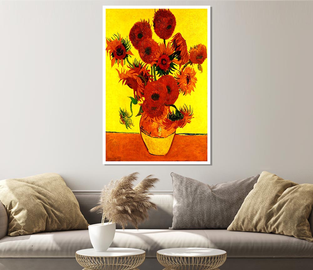 Van Gogh Still Life Vase With Fifteen Sunflowers 3 Print Poster Wall Art