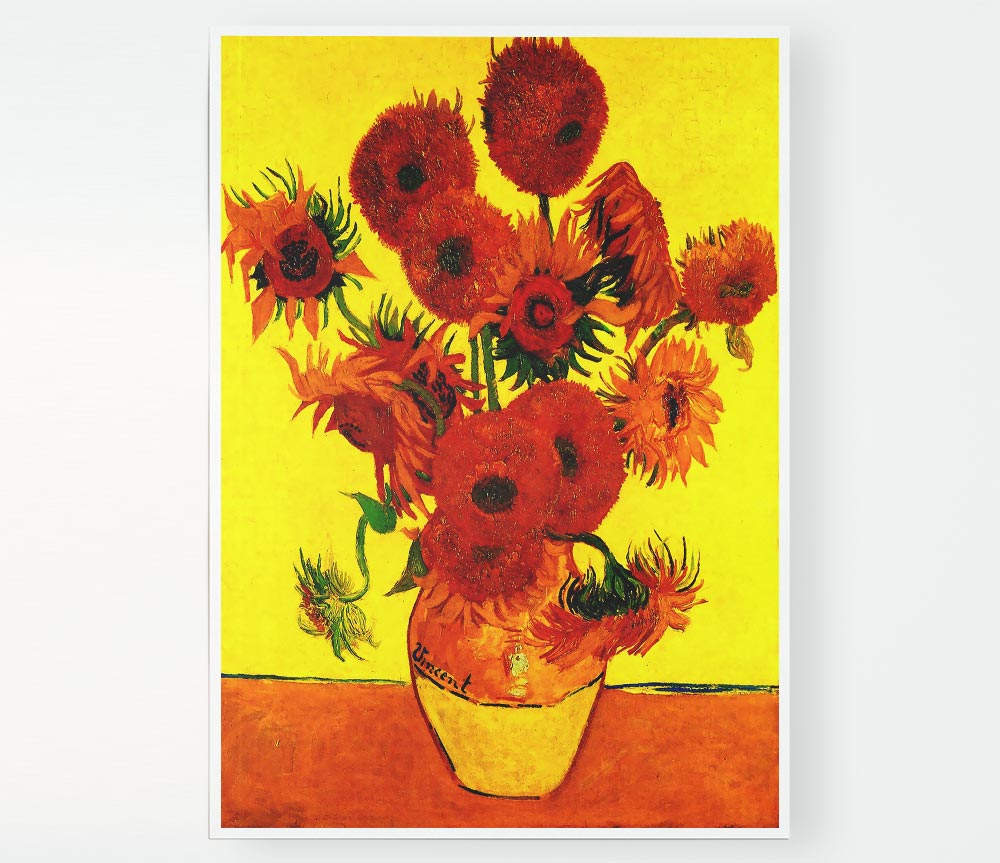 Van Gogh Still Life Vase With Fifteen Sunflowers 3 Print Poster Wall Art