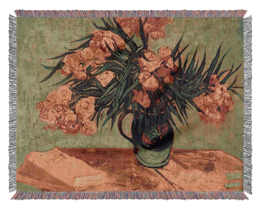 Van Gogh Still Life Vase With Oleanders And Books Woven Blanket